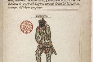 11. Arlecchino (Tristano Martinelli). Compositions de Rhétorique de Mr Don Arlequin, xilografia, 1600-1601, Parigi, Bibliothèque Nationale de France, Département des Estampes et de la Photographie