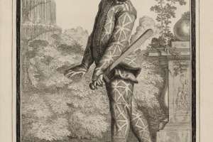 12. Bernard Picart dis., Jean Mariette inc., Evariste Gherardi faisant le personage d’Arlequin, incisione, sec. XVIII, Parigi, Bibliothèque Nationale de France, Département des Estampes et de la Photographie